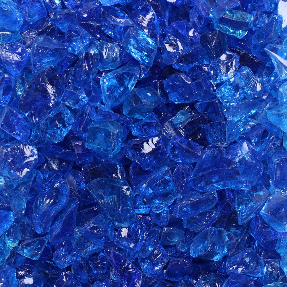 Crushed Fire Glass - Tropical Blue 1/2" to 3/4"