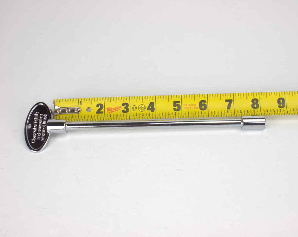 8" Universal Gas Valve Key next to measuring tape