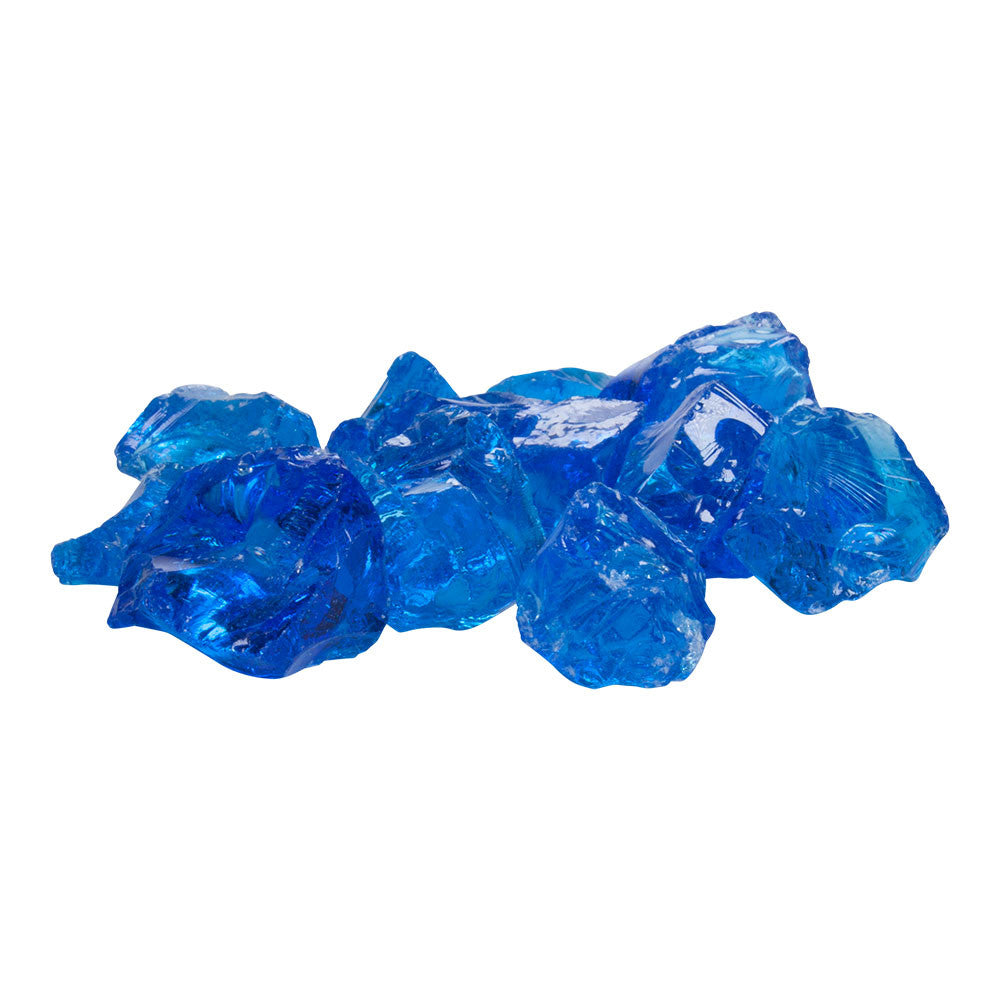 Pieces of Caribbean blue crushed fire glass