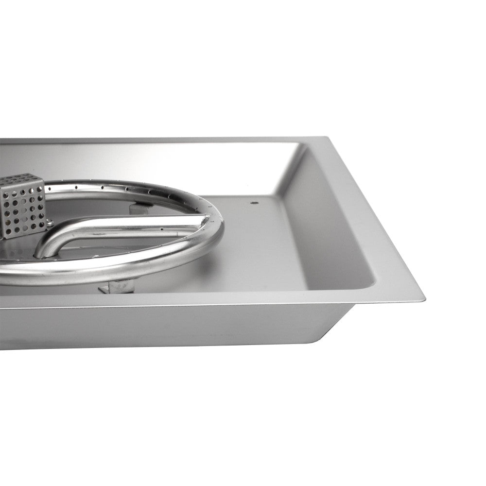 Flat lip and 304 stainless steel of a CSA Certified fire pit kit, made for propane or natural gas with conversion kit