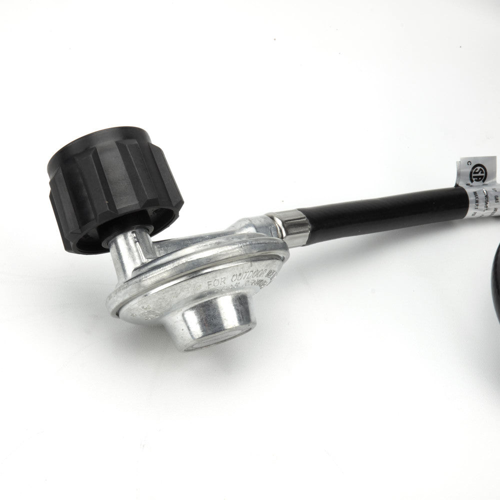 Propane regulator and tank attachment of a CSA Certified Burner Kit.