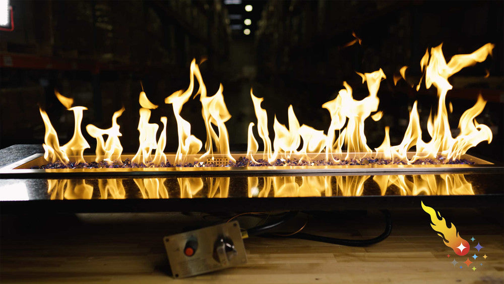 Large Flame in a 48" x 6" propane Fire Pit, CSA Certified