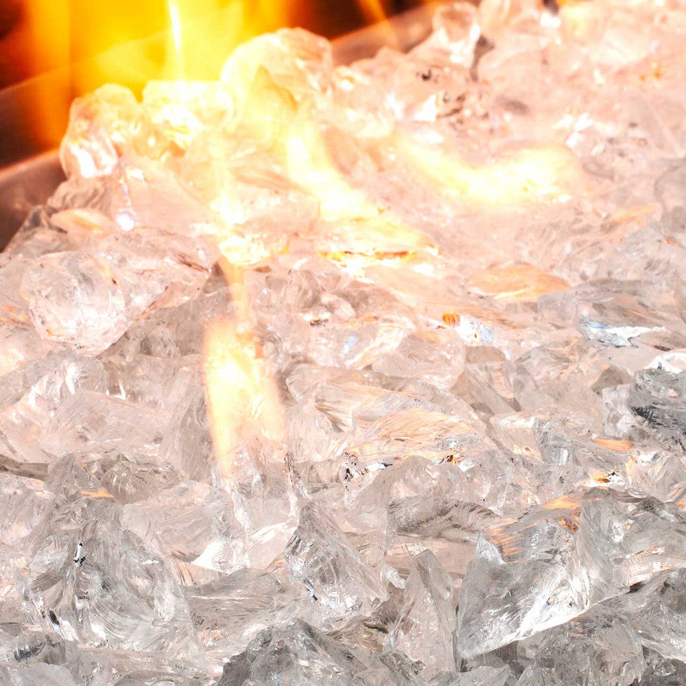 Is that ice that's on fire?? Nope! That's crushed glass designed to give the awesome effect of ice pieces for your fire pit.