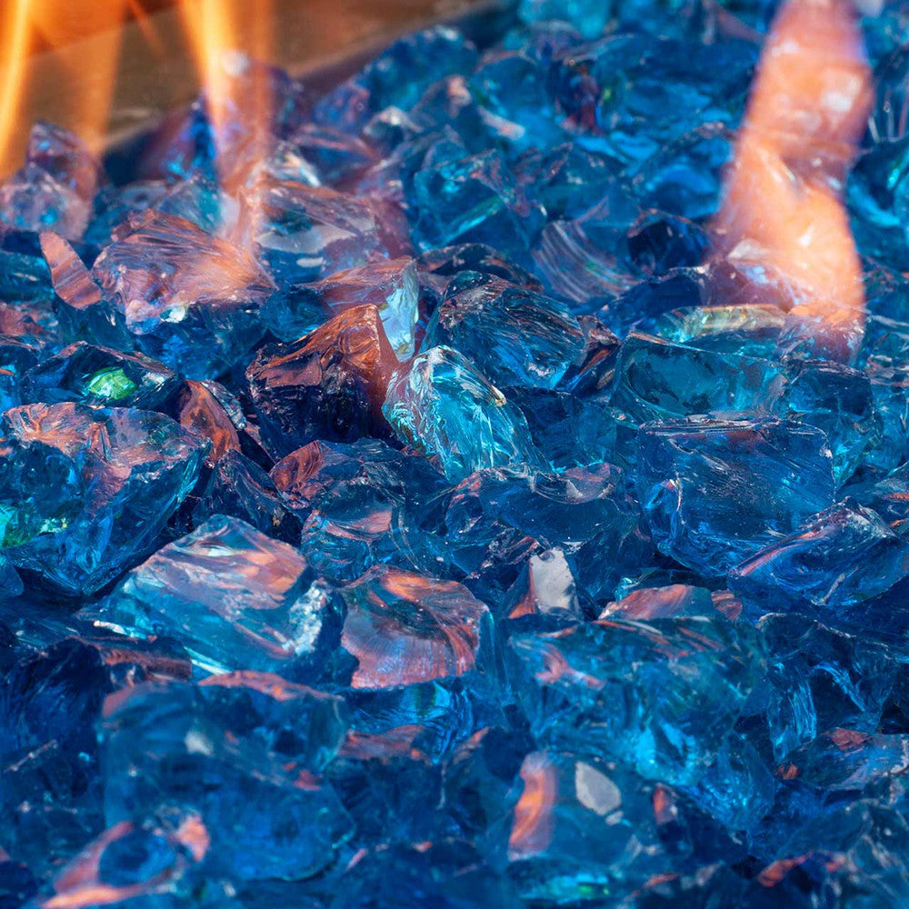 Close-up of ocean blue fire glass