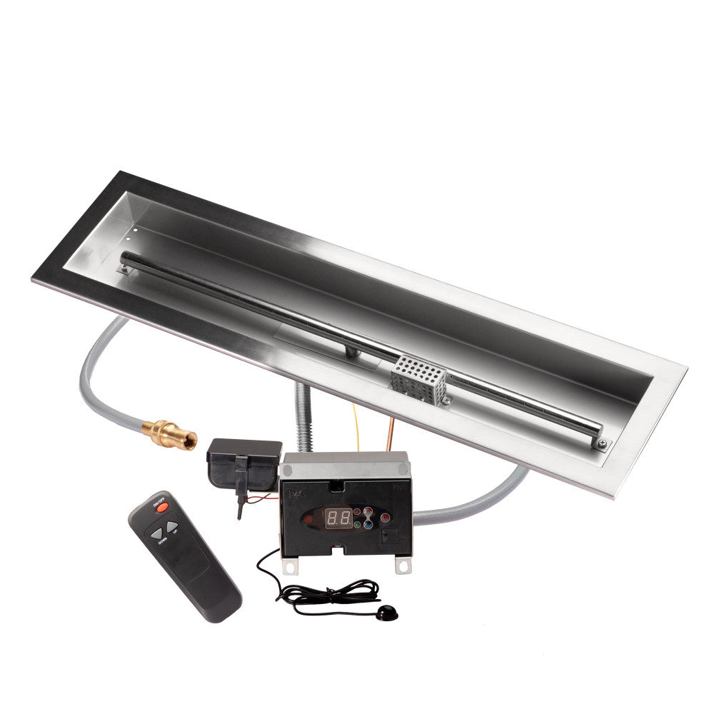 30" x 6" natural gas remote control fire pit burner kit by Celestial Fire Glass