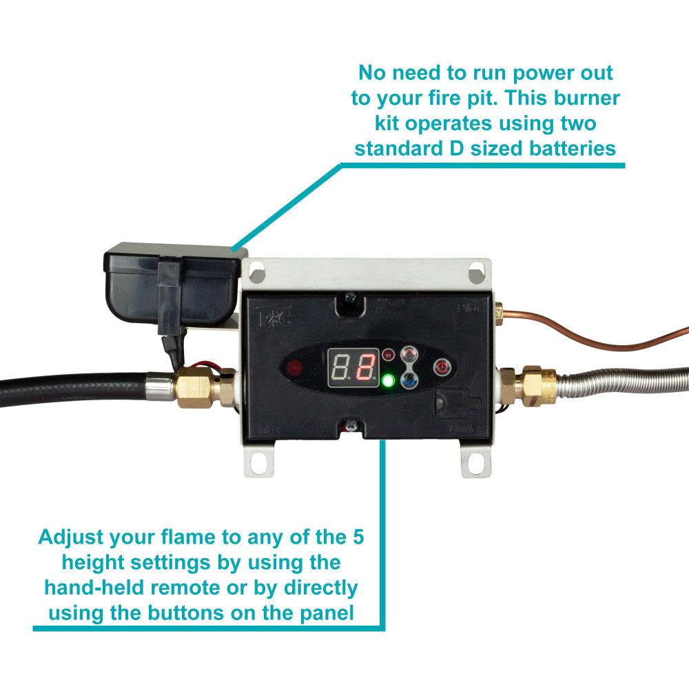 The 30" x 6" remote control burner kit's control pan for propane.