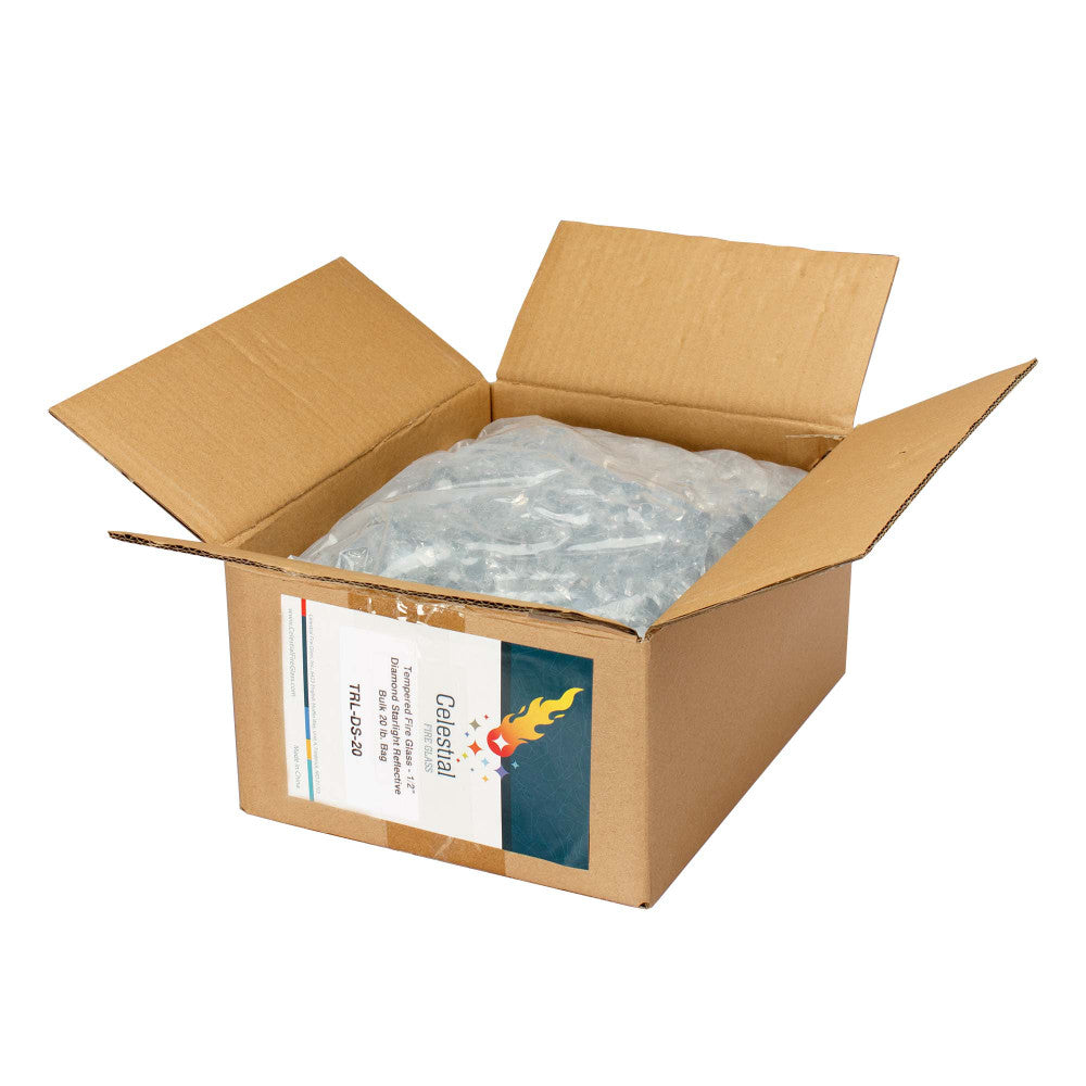 20 lb. bag of 1/2" Diamond Starlight Reflective fire glass
