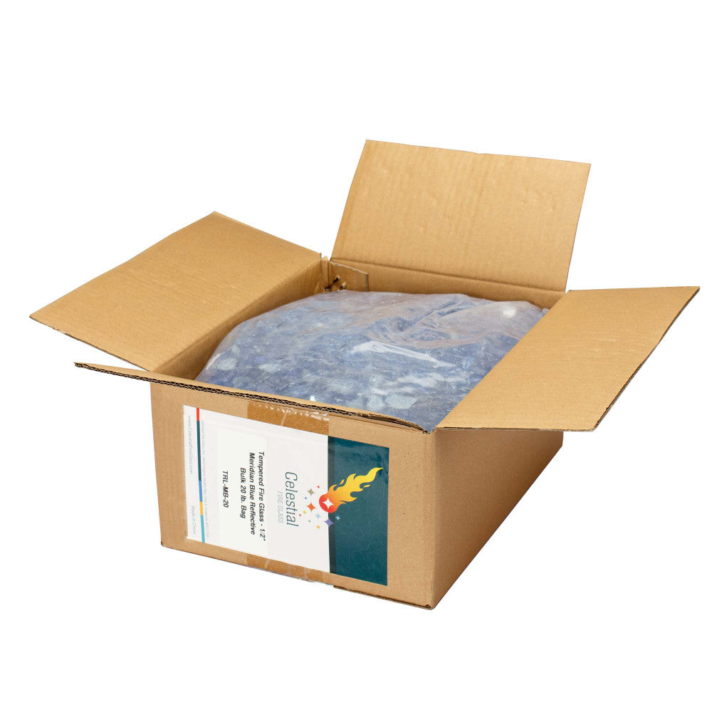 20 lb. bag of 1/2" Meridian Blue Reflective Fire Glass