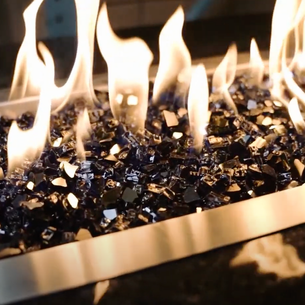 Tempered Fire Glass - 1/4" Dark Matter Black Reflective
