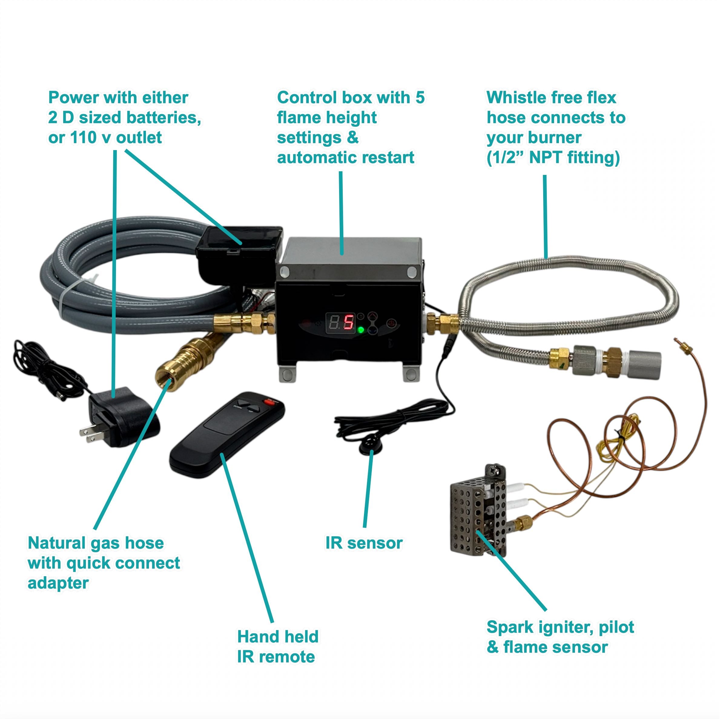 Universal Remote Control Kit for Natural Gas Fire Pit