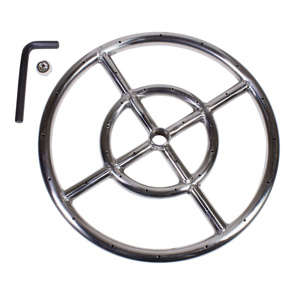 12" Round Fire Pit Burner Ring, Stainless Steel, Double Ring