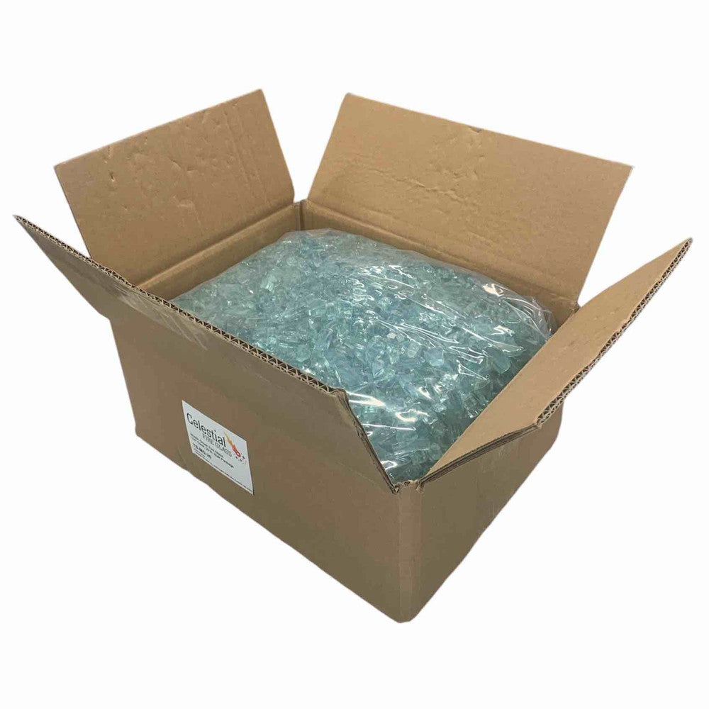 Mystic Green Fire Glass - Clear Bulk Package