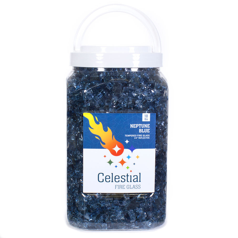 Tempered Fire Glass - 1/4" Neptune Blue Reflective