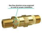 LP Propane Gas Air Mixer Valve, 1/2", Solid Brass, 300K BTU