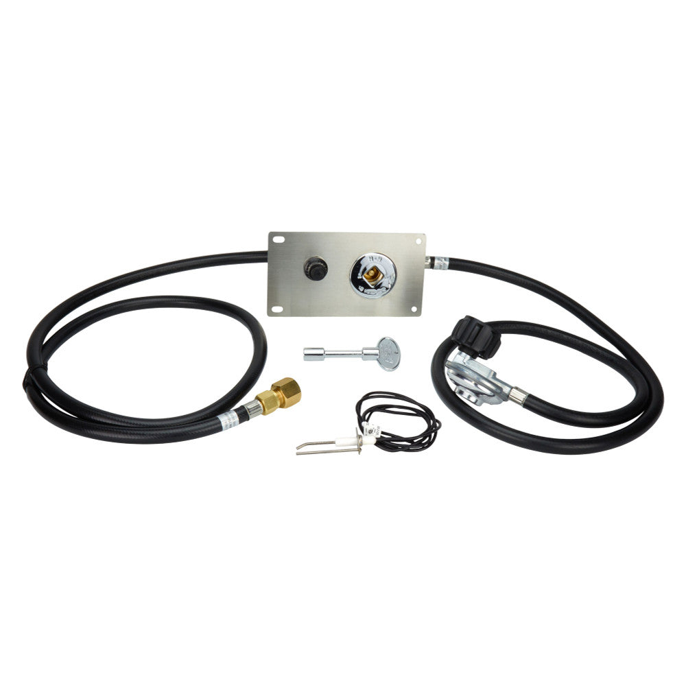 Connection kit with mounting plate for propane fire pits