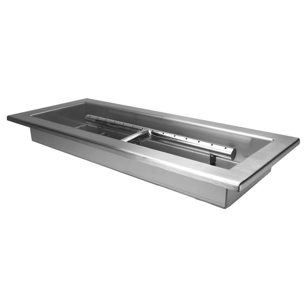 Stainless Steel Drop In Fire Pit Pan with H Burner, 18