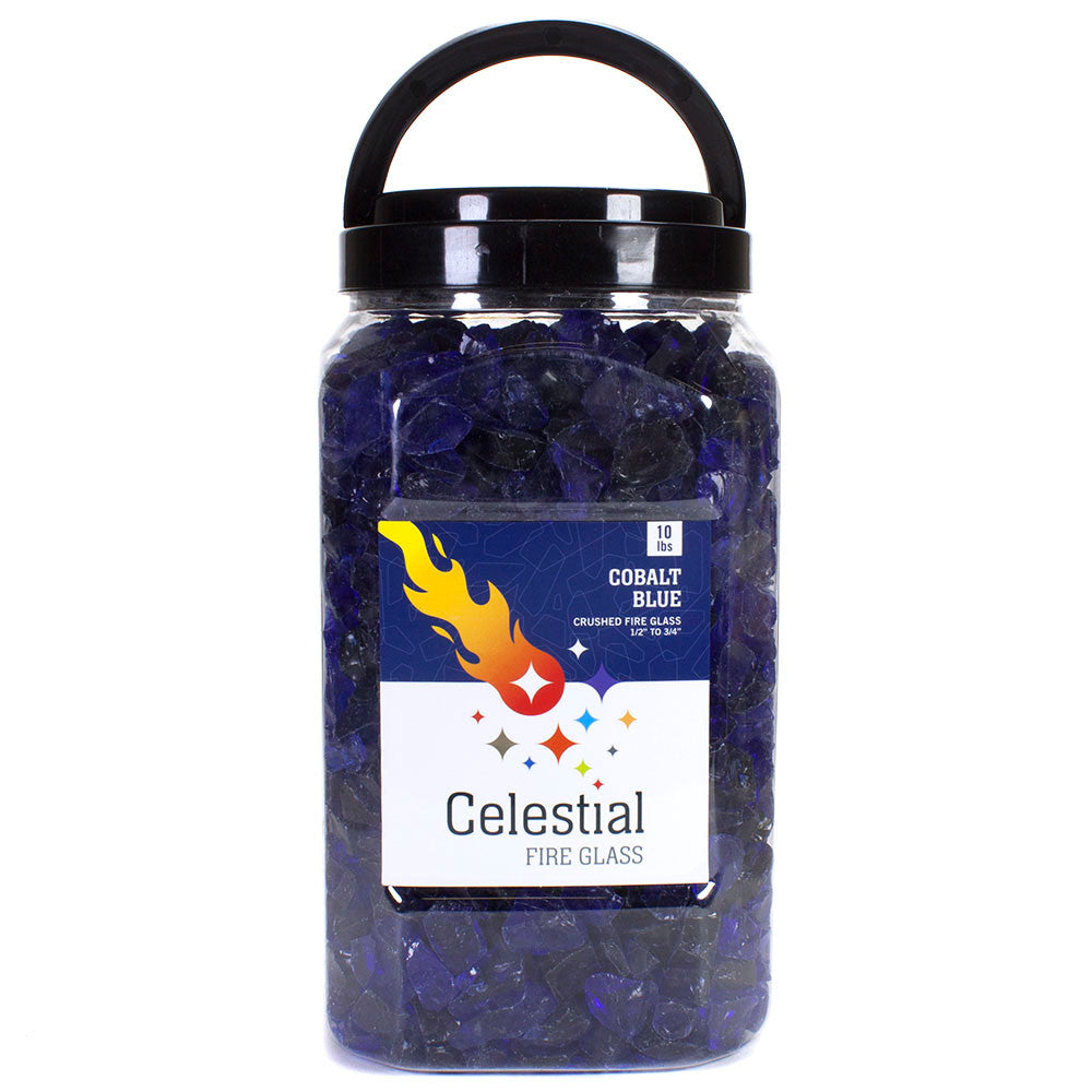 10lb jar of Cobalt Blue Crushed Fire Glass