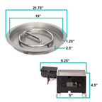 Measurements of this 19" round remote control burner kit