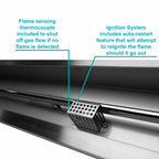 30" x 6" remote control fire pit kit ignition system