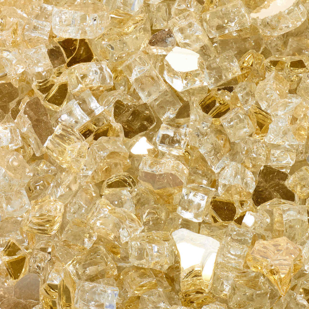 Swatch of Half Inch Yellow Gold Mirror-like Fire Glass