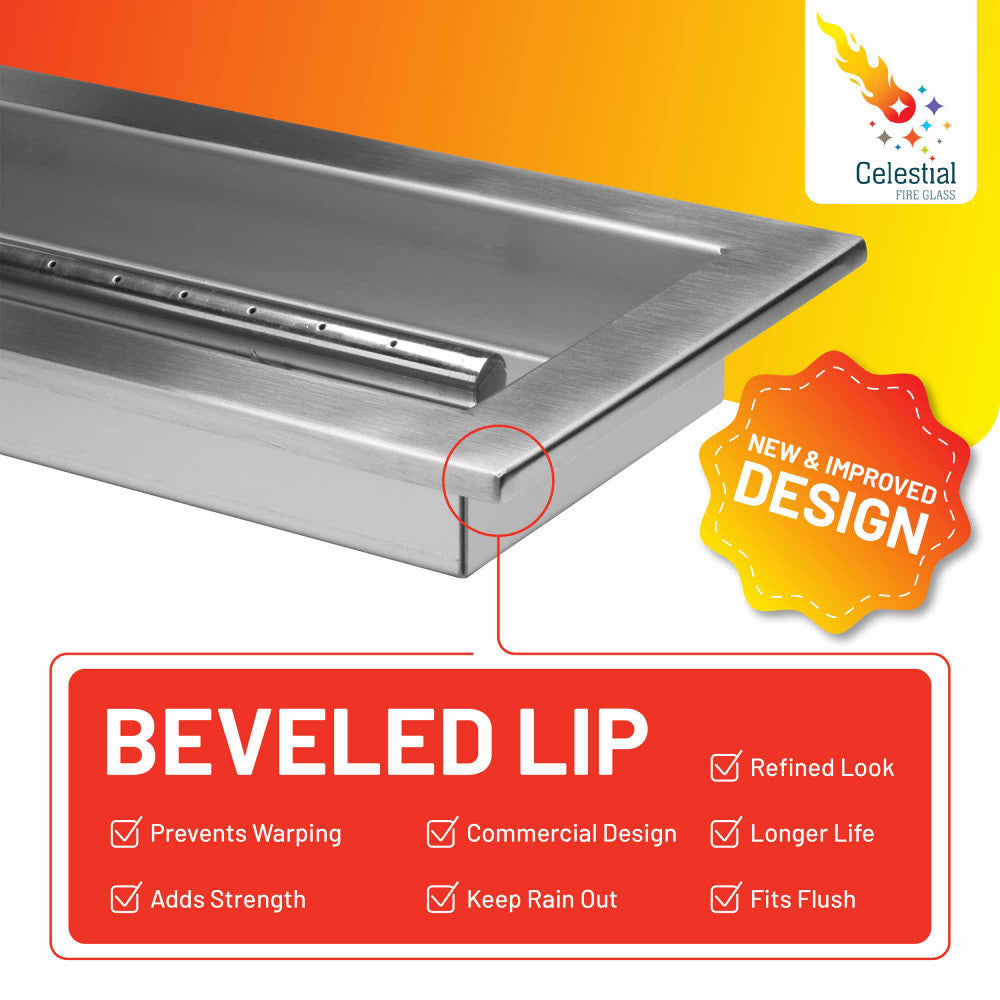 Benefits of the beveled lip of the 30" x 6" Burner Pan