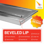 Benefits of the beveled lip of the 30" x 6" Burner Pan