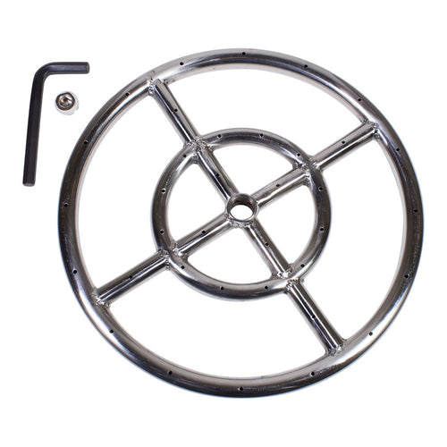 12" Round Fire Pit Burner Ring, Stainless Steel, Double Ring