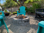 Outdoor fire pit made with pavers and Celestial Fire Glass propane burner ring